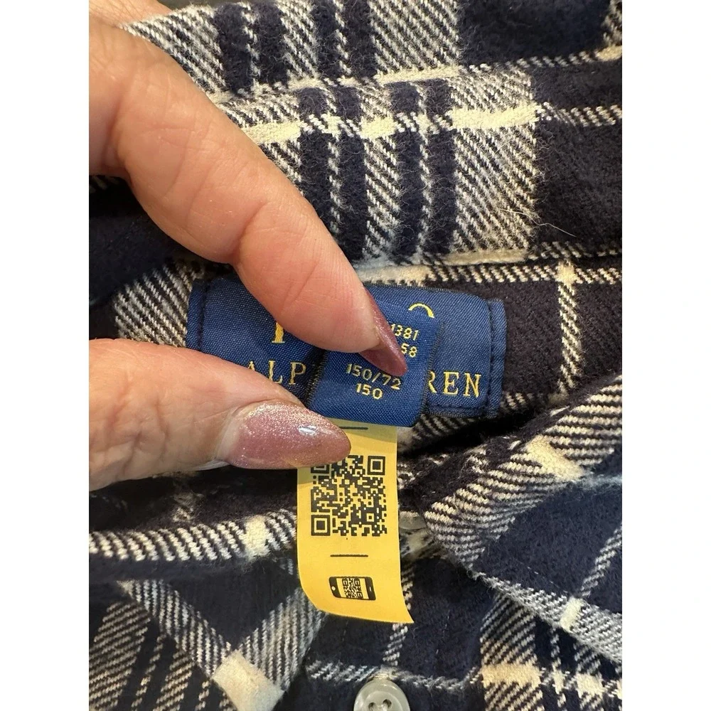 Polo Ralph Lauren Button Up‎ Shirt Boys Size 12 Long Sleeve Blue Plaid